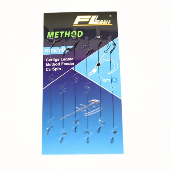 Carlige Legate Fl Method Feeder Cu Spin 7mm Carlig Method Barbles Nr 10 6buc/set