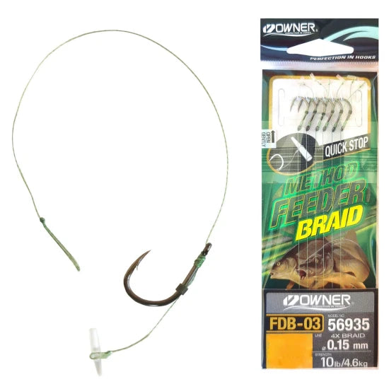 Carlige Legate Feeder Owner Fdb-03 Quick Stop Braided Nr.12, 6buc/pac