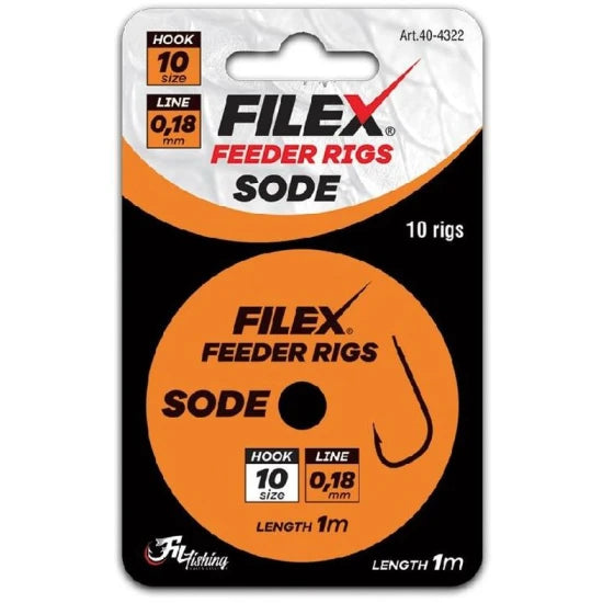 Carlige Legate Filex Methodfeeder Rig Sode, Nr.12, 0.16mm, 1m, 10buc/plic