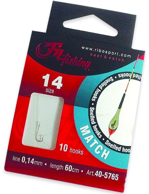 Carlige Legate Filfishing Match Rig, Nr.14, 0.14mm, 60cm, 10buc/plic