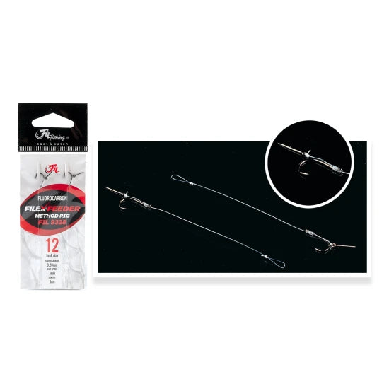 Carlige Legate Filfishing Method Feeder Fluorocarbon Rig, Nr 10, 20mm, 7cm, 2 Buc/plic