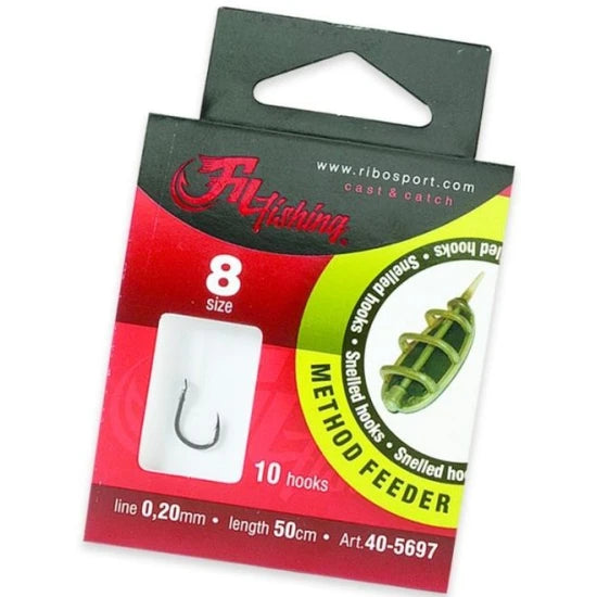 Carlige Legate Filfishing Method Feeder Rig, Nr.10, 0.18mm, 50cm, 10buc/plic