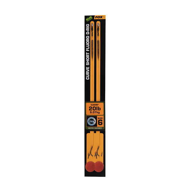 Carlige Legate Fox Edges Curve Short Fluoro D-Rig Nr 6 - 30lb Illusion x 2buc