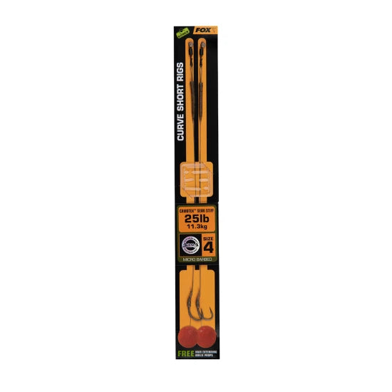 Carlige Legate Fox Edges Curve Short Nr 2 Camotex Semi Stiff Coated Braid  35lb 2 Buc
