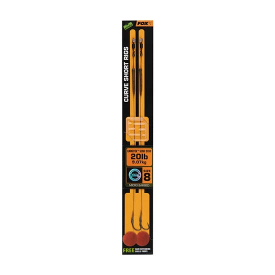 Carlige Legate Fox Edges Curve Short Nr 8 Camotex Semi Stiff Coated Braid  20lb 2 Buc