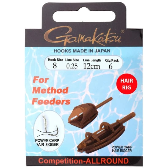Carlige Legate Gamakatsu Method Hair Pchr, 12cm, Nr.10, 0.25mm, 6buc/pac