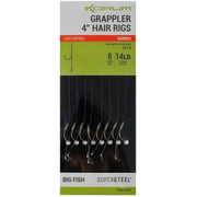 Carlige Legate Korum Grappler Hair Rigs Barbef, 10cm, Nr.10, 8buc/pac
