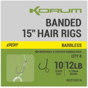 Carlige Legate Korum Hair Rigs Barbless, 8lbs, Nr.14, 38cm, 8buc/pac