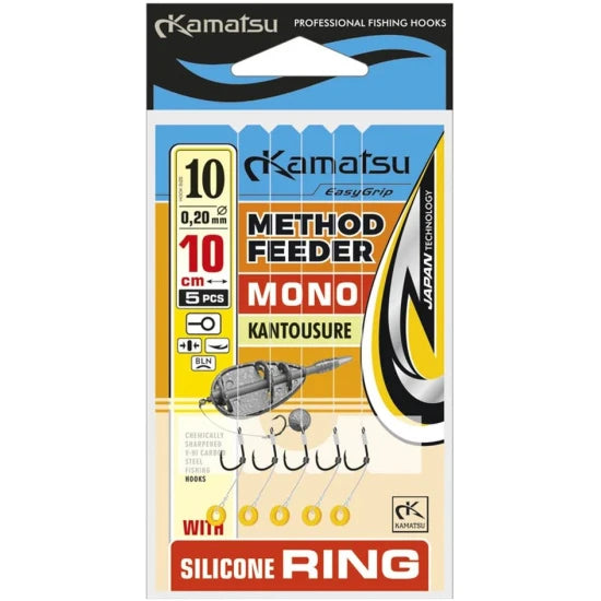 Carlige Legate Kamatsu Kantousure Rig Method Feeder Pe Inel Silicon Monofilament, 10cm, Nr.12, 0.18mm, 5buc/pac