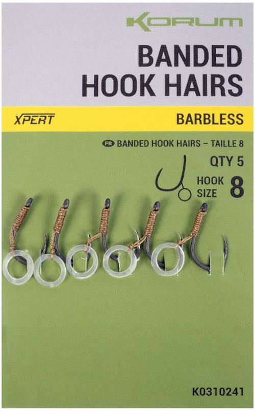 Carlige Legate Korum Banded Hook Hairs Barbless, Nr.14,  5buc/pac