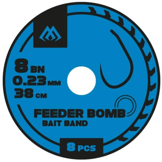 Carlige Legate Mikado Feeder Bomb Rig Cu Banda Barbless, 0.18mm, 38cm, Nr.14, 8buc/pac