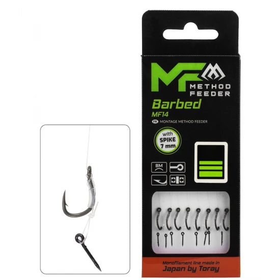 Carlige Legate Mikado Method Feeder Rig Mf14 With Spike, 10cm, Nr. 14, Mono, 8buc/pac