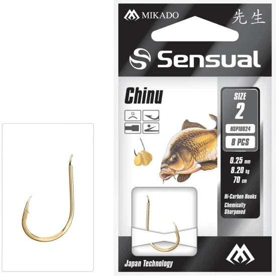 Carlige Legate Mikado Sensual Chinu Nr.8, Fir 70cm/0.18mm, 8buc/pac