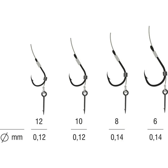 Carlige Legate Method Feeder Konger Pe Spin Kamatsu Chinu Fir Textil, Nr.12, 0.12mm, 10cm, 5buc/pac