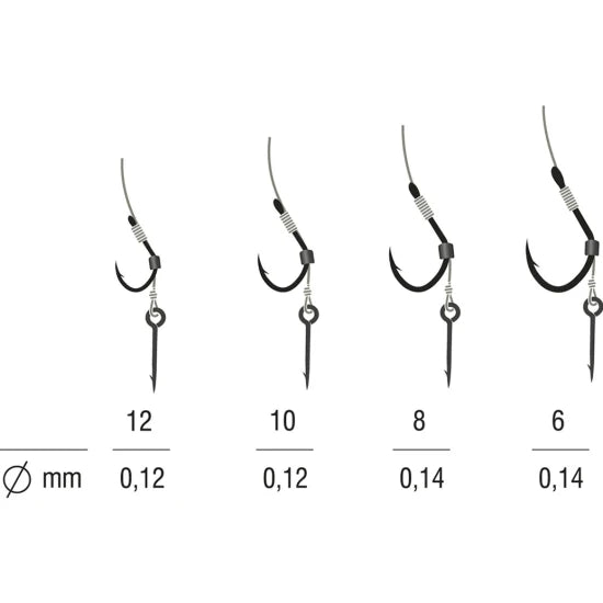 Carlige Legate Method Feeder Konger Pe Spin Kamatsu Iseama Fir Textil, Nr.8, 0.14mm, 10cm, 5buc/pac