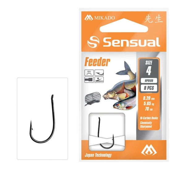 Carlige Legate Mikado Sensual Feeder 9109 Bn, 70cm, Nr.14, 0.12mm, 8buc/plic
