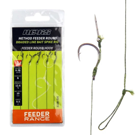 Carlige Legate Nevis Method Cu Spin Feeder Round Nr.6, 5buc/pac