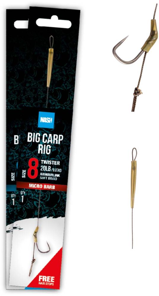 Carlige Legate Nash Big Carp Rig Barbeless, 25lbs, nr.4, 1buc/plic