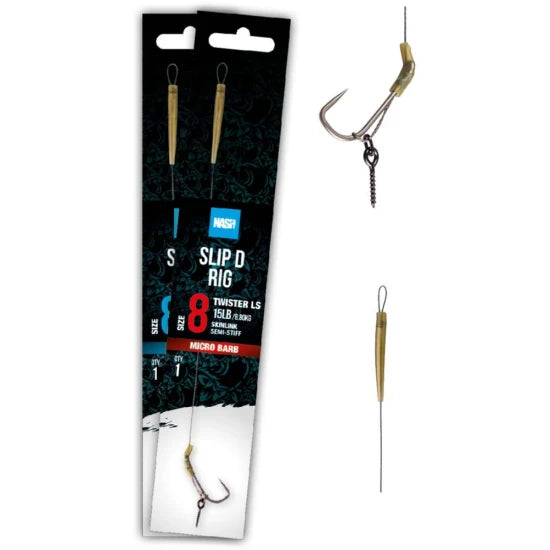 Carlige Legate Nash Slip D Rig Barbed, 25lbs, Nr.2, 1buc/plic