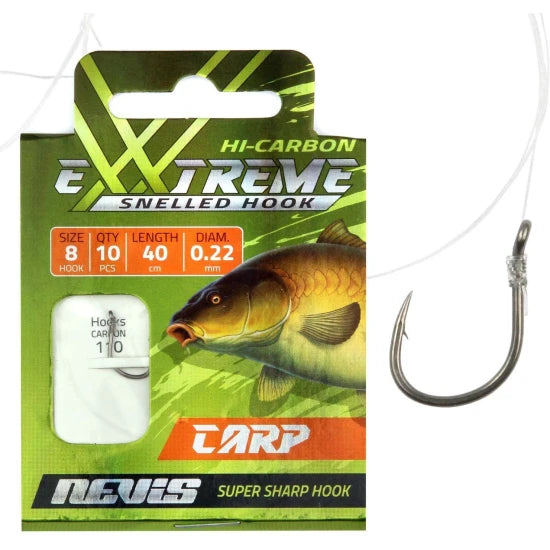 Carlige Legate Nevis Crap, Nr.8, 0.22mm, 40cm, 10buc/pac