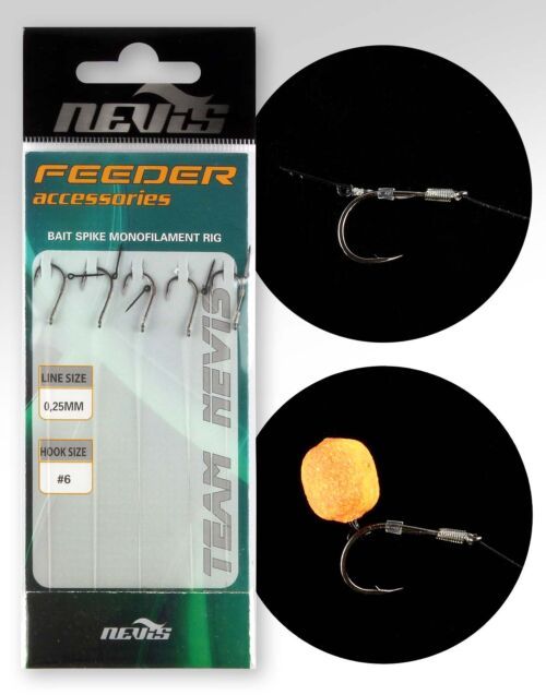 Carlige Legate Nevis Monofilament Cu Spin, Nr.8, 0.25mm, 5buc/pac