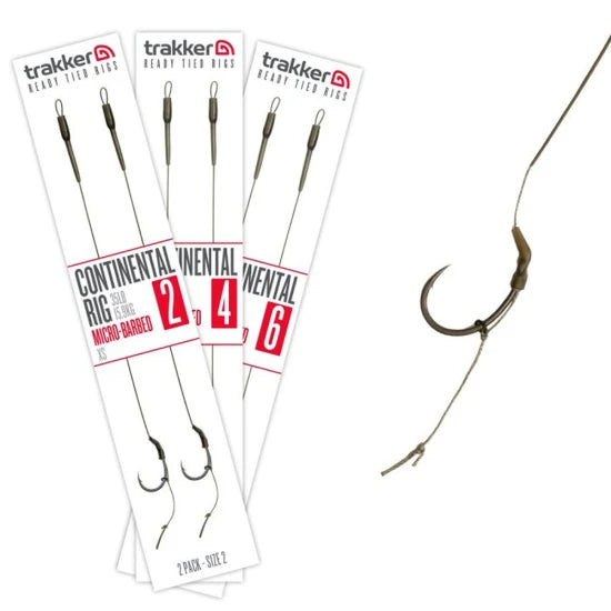 Carlige Legate Trakker Continental Ready Rigs, Micro Barbed, Nr.6, 35lbs, 2buc/pac