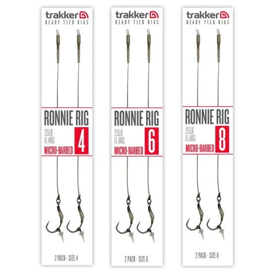 Carlige Legate Trakker Ronnie Rigs, Micro Barbed, Nr.4, 25lbs, 2buc/pac