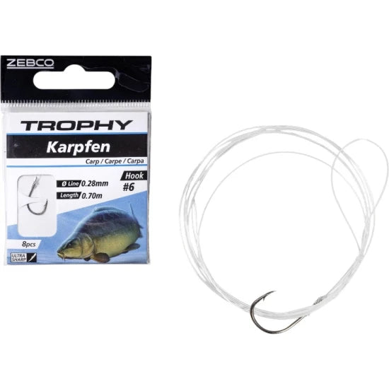 Carlige Legate Zebco Trophy Carp Hook-to-nylon, Nr. 2, 8buc/pac