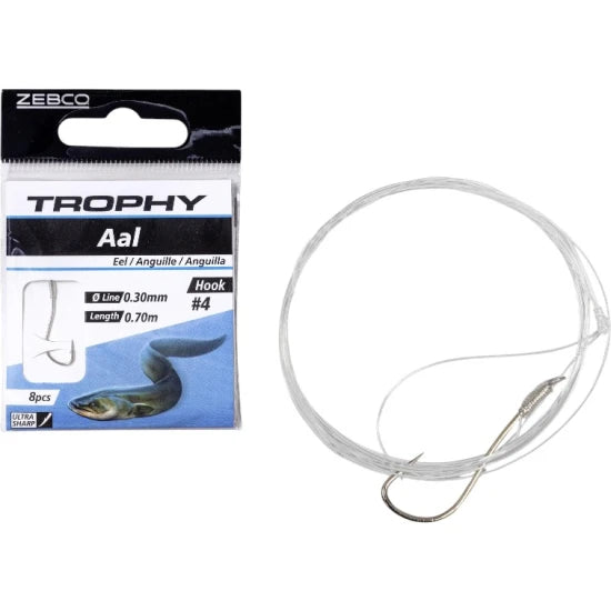 Carlige Legate Zebco Trophy Eel Hook-to-nylon, Nr. 6, 8buc/pac
