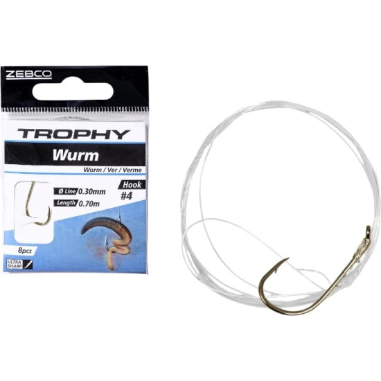 Carlige Legate Zebco Trophy Worm Hook-to-nylon, Nr. 1/0, 8buc/pac