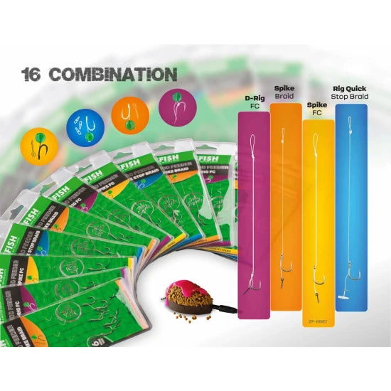 Carlige Legate Zfish Method Feeder Rig Spike, Carlig Nr.4, Spin 6mm, Fir  Fluorocarbon 0.26mm, 5buc/pac