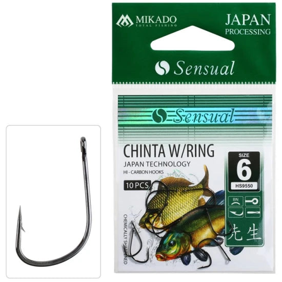 Carlige Mikado Sensual Chinta W/ring Bn, Nr.12, 10buc/pac