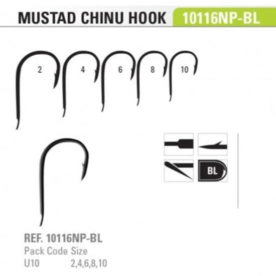 Carlige Mustad Ultrapoint Chinu 10116npbl Nickel Black, Nr.4, 10buc/plic
