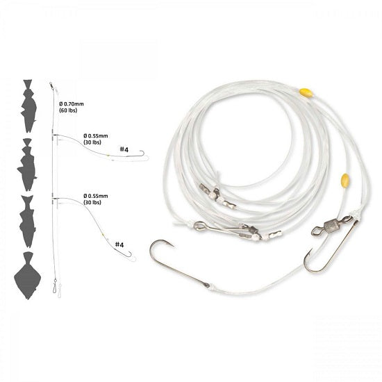 Carlige Montate Zebco No.4 Z-Sea Double Hook Flapper