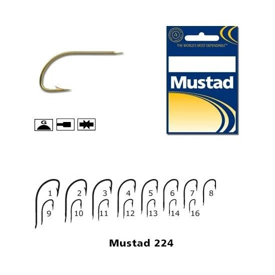 Carlige Mustad Cristal Auriu 224, 10buc/plic Nr.4