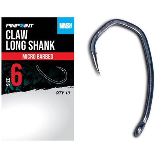 Carlige NASH Claw Long Shank Size 6, 10buc/pac