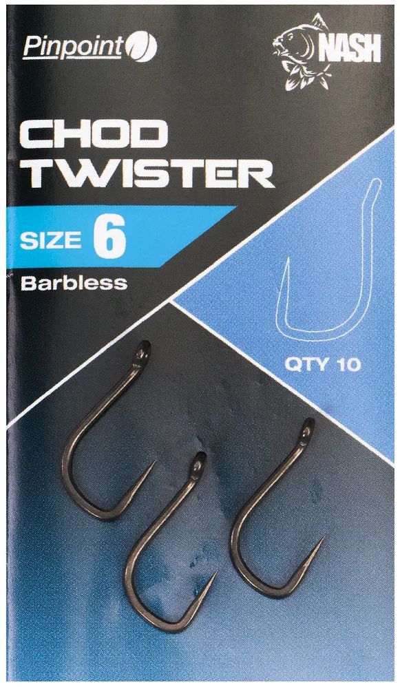 Carlige NASH Twister Chod Barbless, Size 6, 10buc/plic