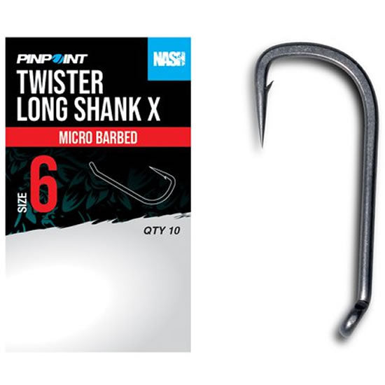 Carlige NASH Twister Long Shank X Size 2, 10buc/pac