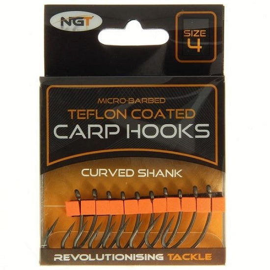 Carlige NGT Teflonate Curved Shank Carp Hooks, 10buc/plic Nr.8