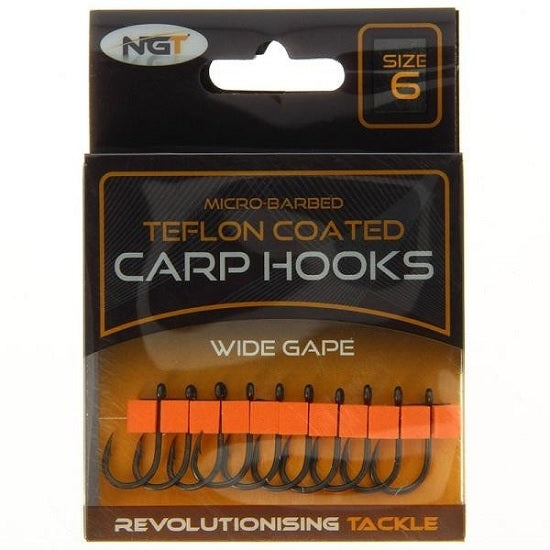 Carlige NGT Teflonate Wide Gape Carp Hooks, 10buc/plic Nr.8