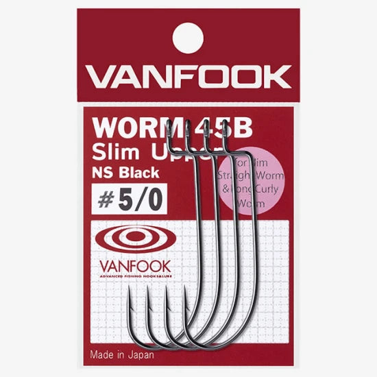 Carlige Offset Vanfook Worm-45b Ns Black Slim Upper Offset Hooks Nr.2/0, 7buc/plic