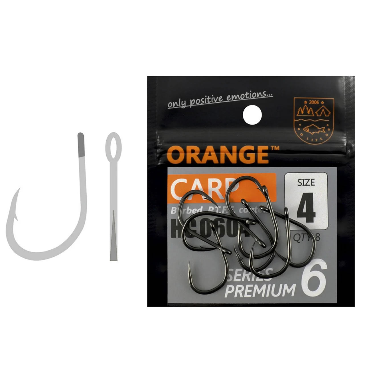Carlige Orange Carp PTFE Coated Series Premium 6, Nr.8, 8buc/pac