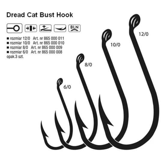 Carlige Somn Konger Dread Cat Bust Black Nickel Nr.10/0, 3buc/plic