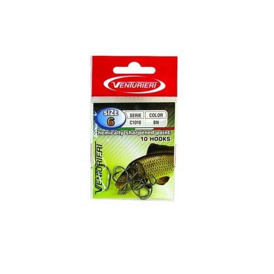 Carlige Venturieri cu Ochet Crap Curved 1010 Black Nikel Nr.6 10Buc/Plic