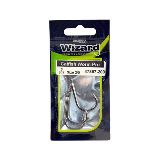 Carlige Wizard Catfish Worm Pro, Nr.2/0, 3 Buc/plic