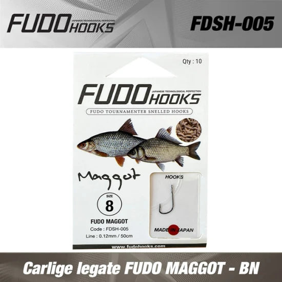 Carlige Legate Fudo Maggot - Bn Nr 5 0.14 Mm/ 50 Cm