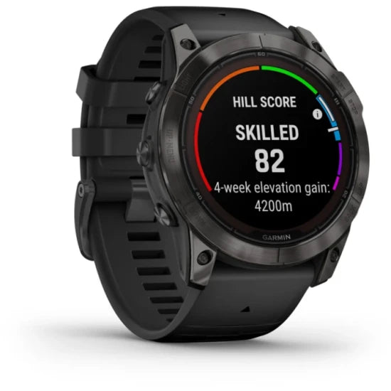 Ceas Garmin Fenix 7 Pro Sapphire Solar Carbon Grey, Curea Neagra, 51mm