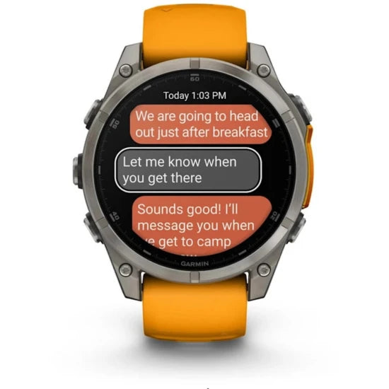 Ceas Garmin Fenix 8 Amoled Sapphire Spark Orange / Graphite Ti / Bare, 47mm, Emea