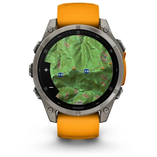 Ceas Garmin Fenix 8 Amoled Sapphire Spark Orange / Graphite Ti / Bare, 47mm, Emea