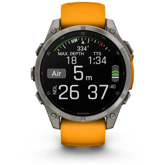 Ceas Garmin Fenix 8 Amoled Sapphire Spark Orange / Graphite Ti / Bare, 47mm, Emea
